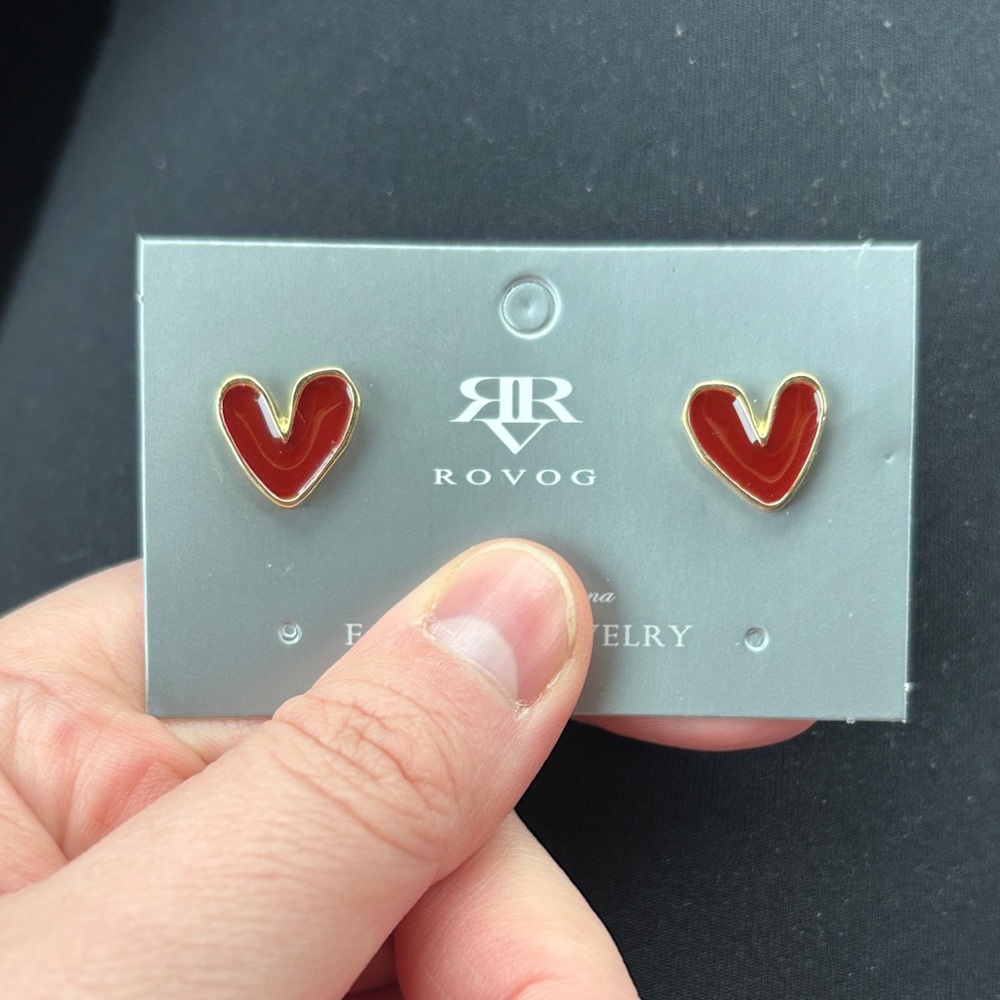 Valentine’s Day Gold-Trimmed Red Heart Earrings